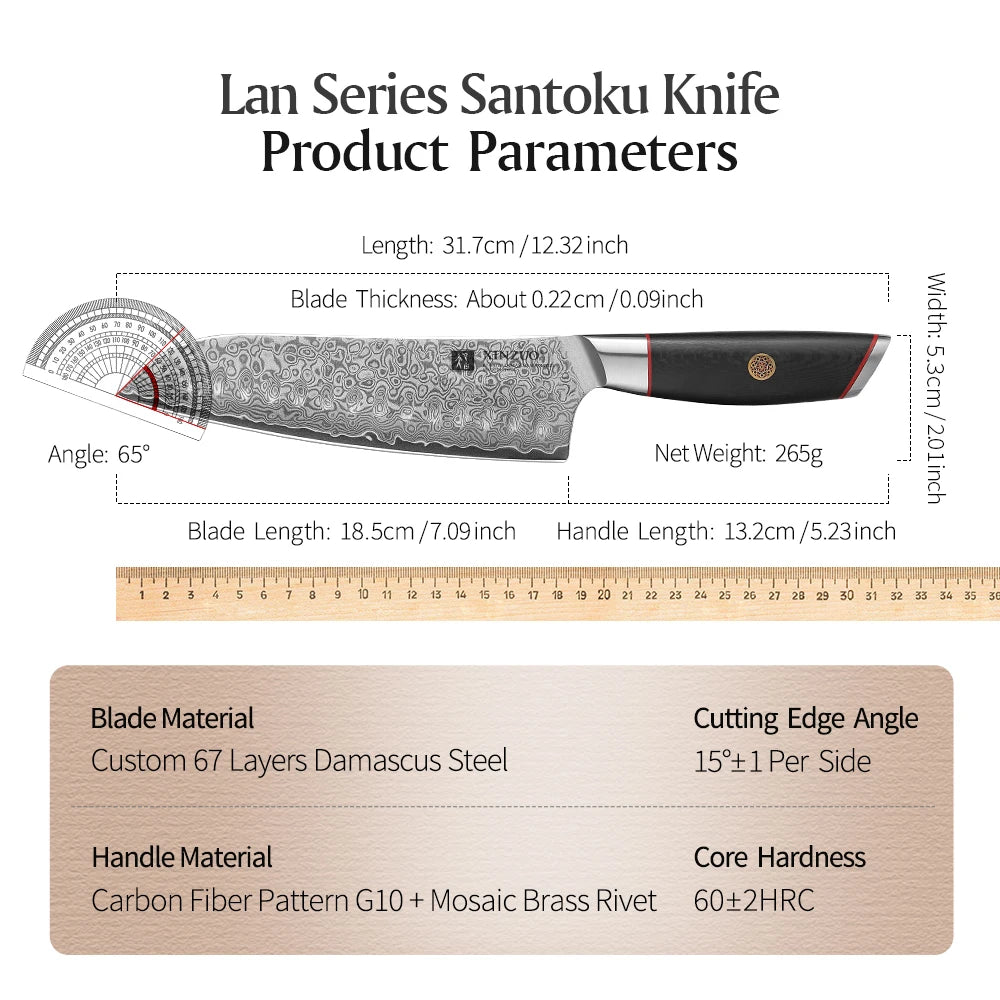 XINZUO 7.3'' Japanese Style Santoku Knife | Artisan Knife