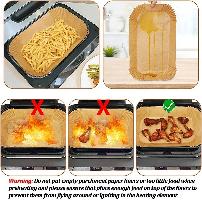 Disposable Air Fryer Paper Liners | Non-Stick & Oil-Proof
