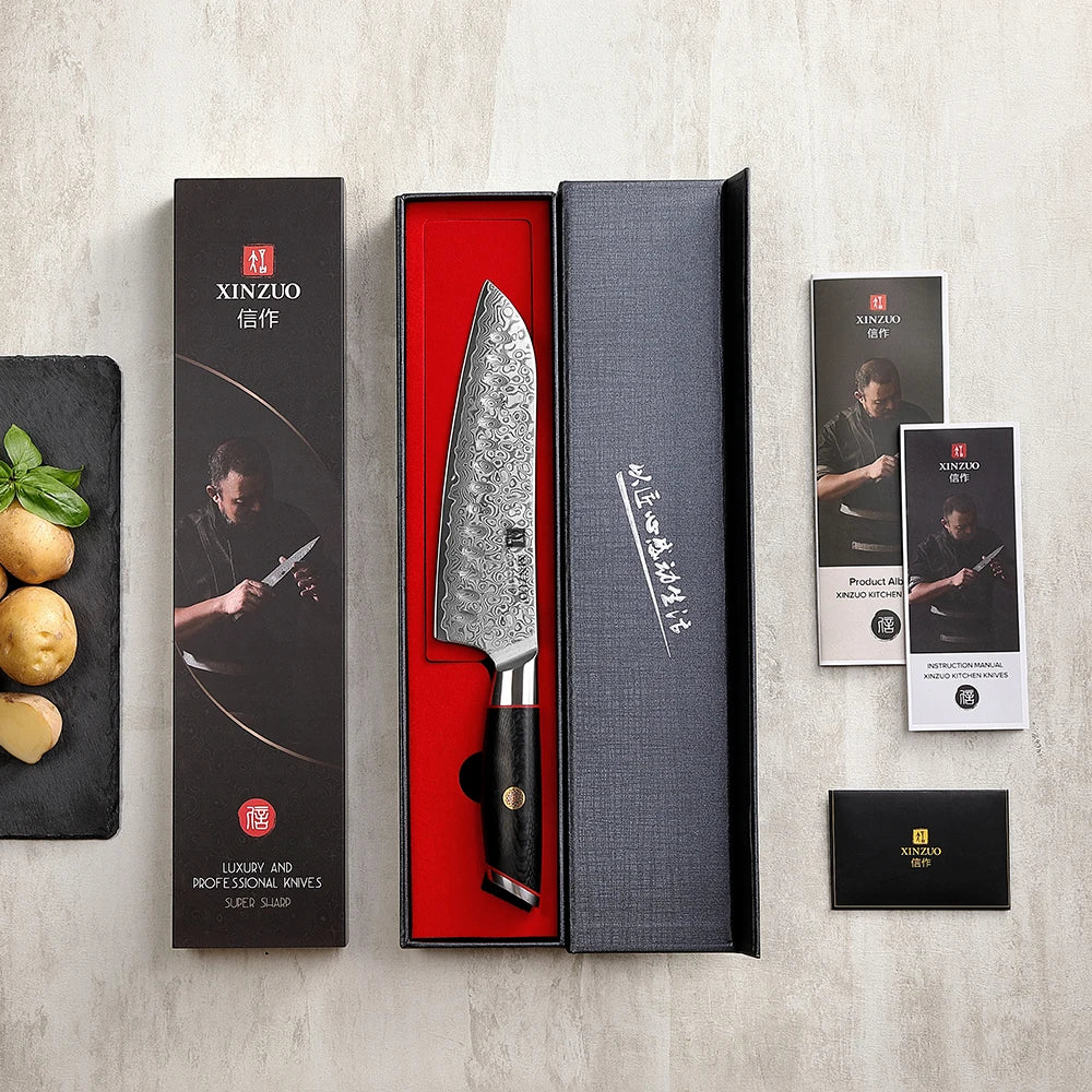 XINZUO 7.3'' Japanese Style Santoku Knife | Artisan Knife